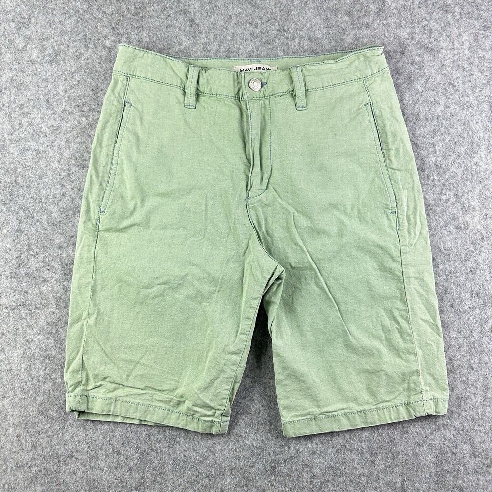 Mavi Jeans Chino Shorts Mens 32 Green Polka Dot Cotton Stretch Casual Summer